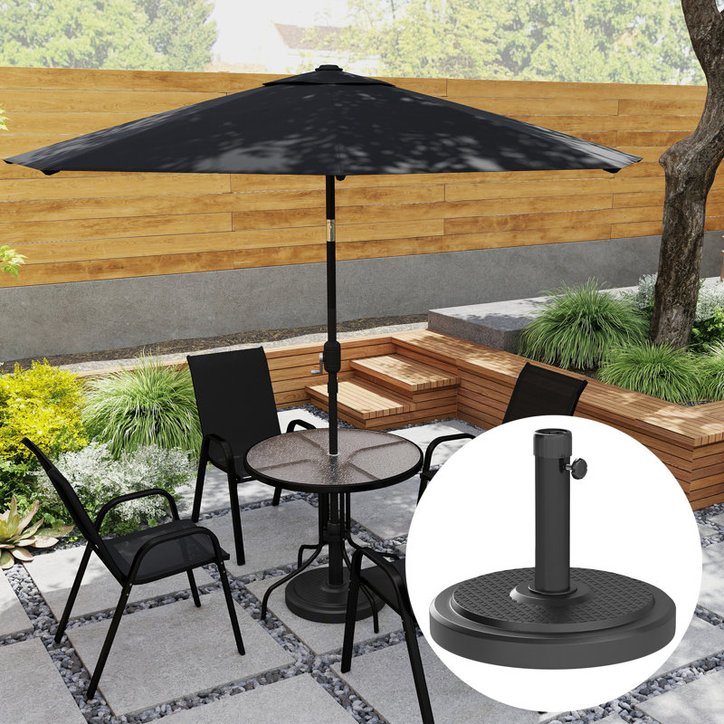48 lb base de parasol de patio, ajustement 1,5 "- 1,9" poteau de parasol, noir