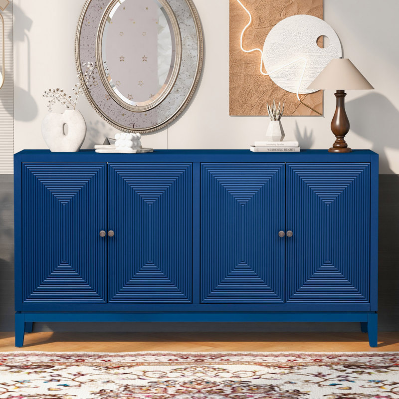 Buffet de rangement élégant avec rangement vertical, idéal pour le bureau, l'entrée et le salon, Marine