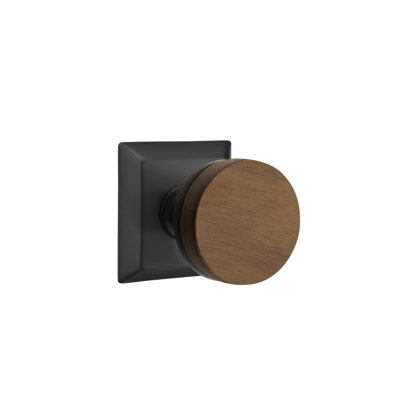 Ensemble de boutons de passage Emtek Select avec rosette Quincy et tige conique, bouton en noyer foncé