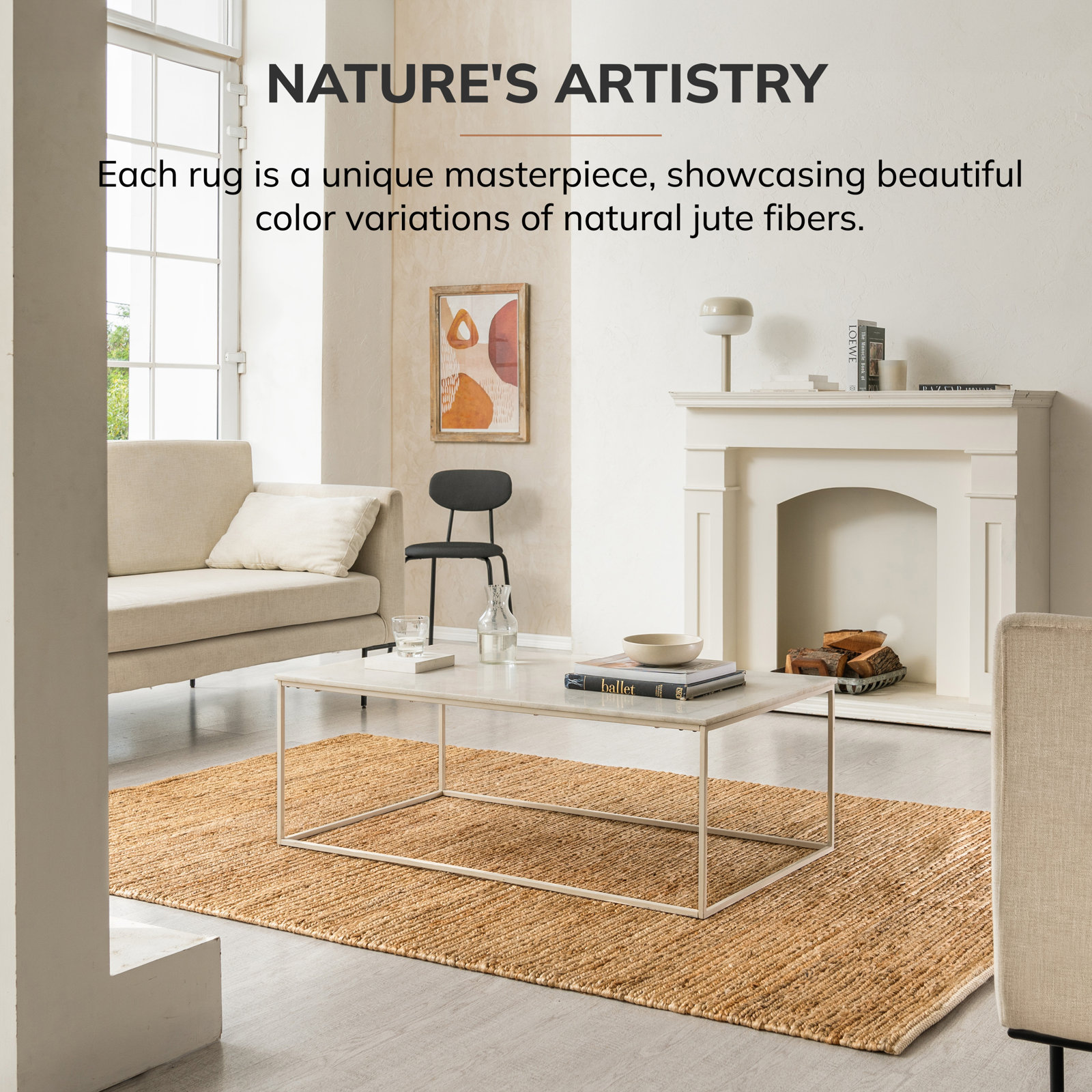 Oscar Natural Hand-Loomed Jute Rug, Rectangle 5' x 8'