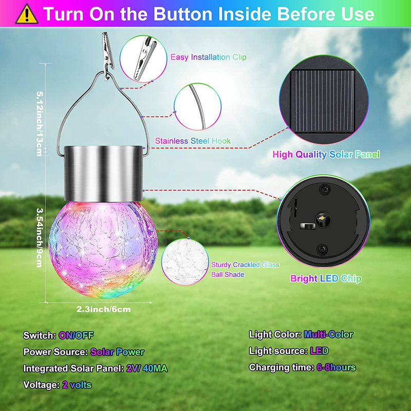 Stidams Outdoor 6 - Bulb 1'' Solar Powered LED String Light