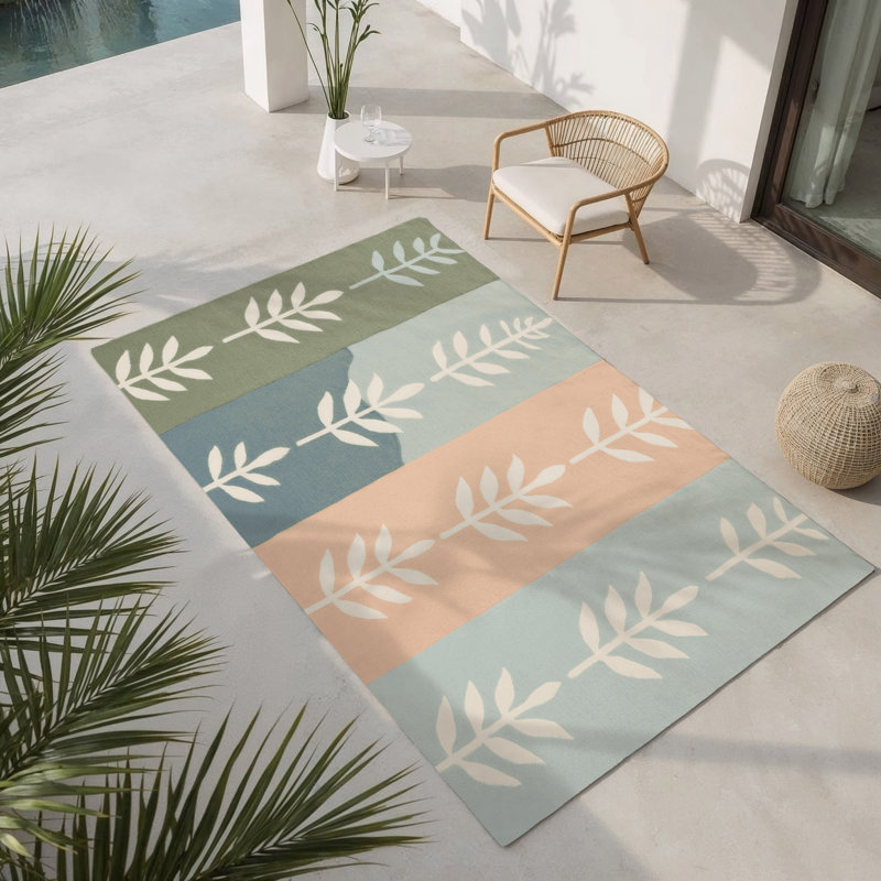 Petal Cascade Indoor And Outdoor Area Rug, Rectangle 1'6" x 2'6"