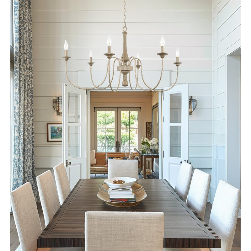 Kimi 6 - Light Steel Dimmable Chandelier