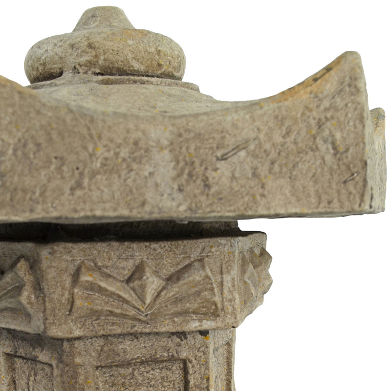 Brandle PAGODA LANTERN Small 40cm Weathered Dark Stone Effect, Brown