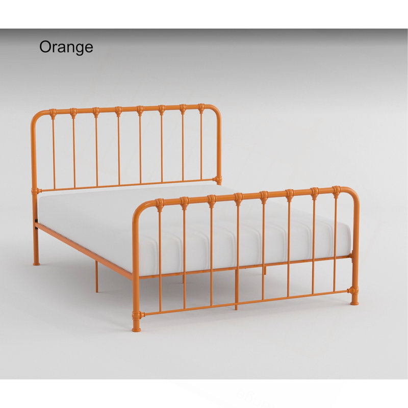 Lueras Metal Spindle Bed, Queen, Orange
