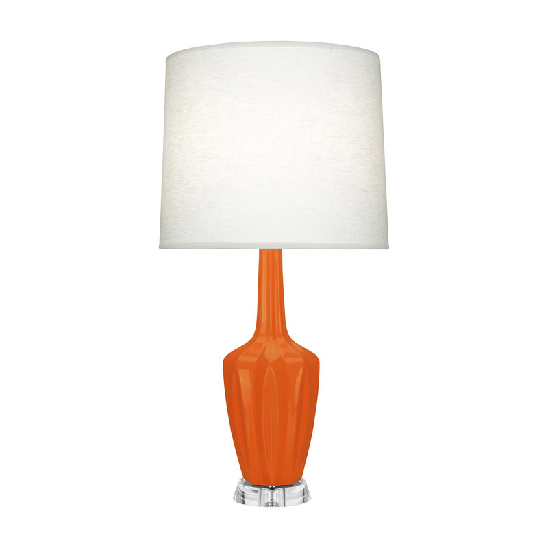 Emma Accent Lamp, Ceramic/Acrylic, 30" H x 6.25" W x 15" D, Pumpkin Glazed