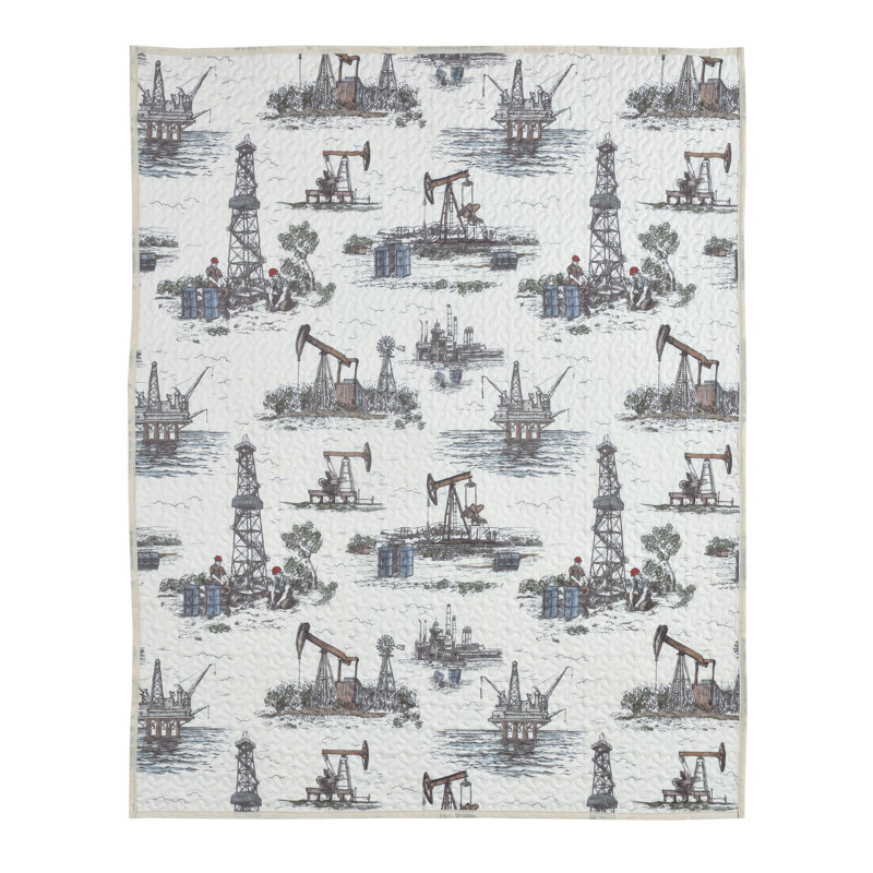 Jeté matelassé rustique en polyester Oil Field