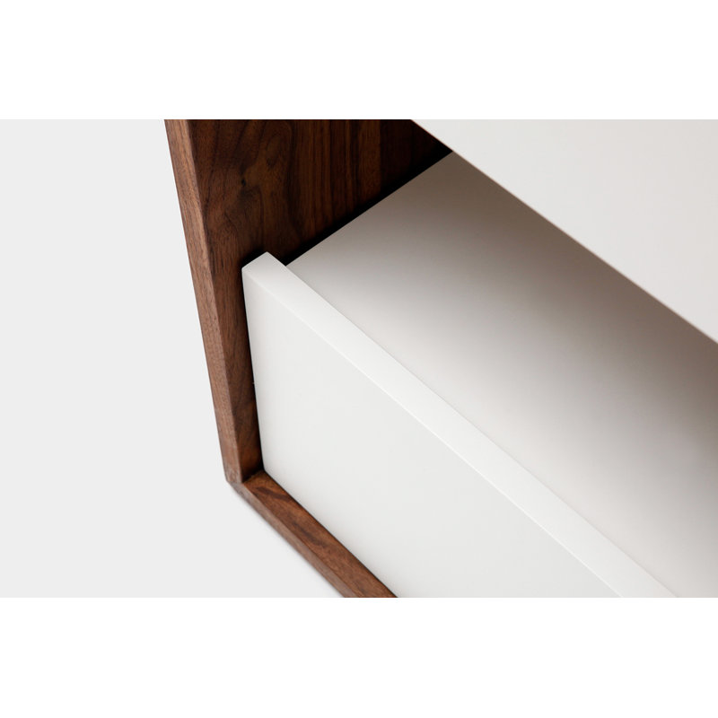 Walnut and White Modern Console Table with Storage