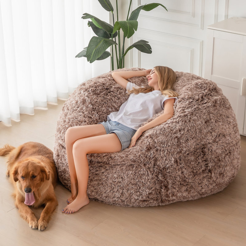 Fauteuil à billes en polyester, H 43,3 po x l 43,3 po x P 27,6 po, Polyester café