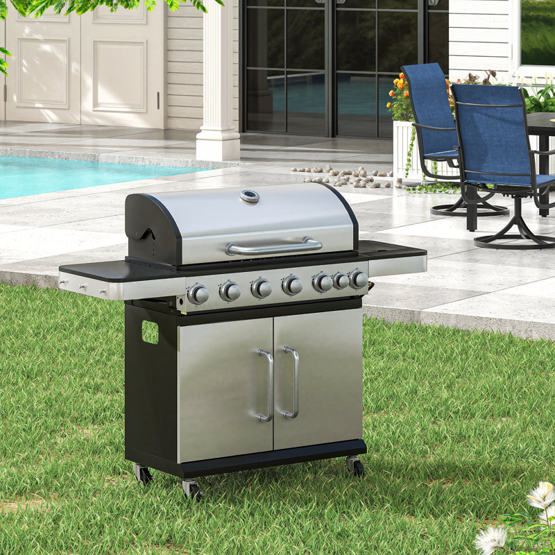 Stainless Propane Gas Grill With Side Burner