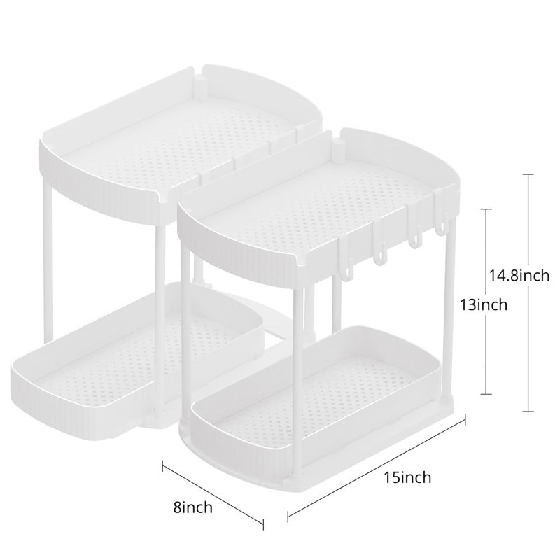 Ensemble de 2 organisateurs de rangement coulissants polyvalents pour sous l'évier et sous l'armoire dans la cuisine et la salle de bain