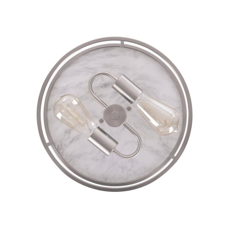 Durrell Rustic Farmhouse 13" Brushed Nickel Flush Mount with Open-Cage Design