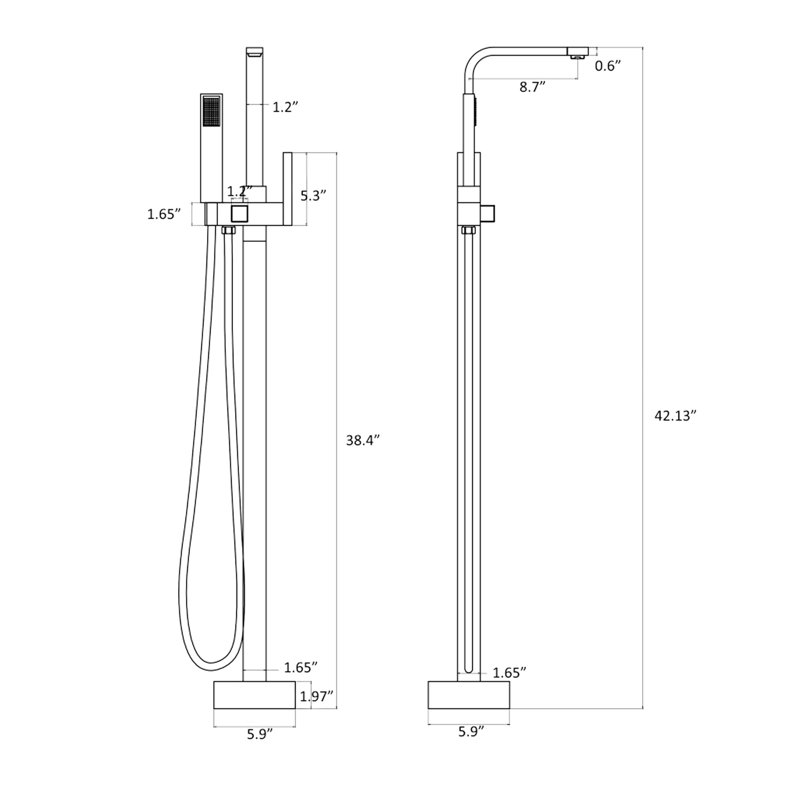 Freestanding Bathtub Faucet With Matte Black Shower And Advanced Handheld Spray Metal Unit