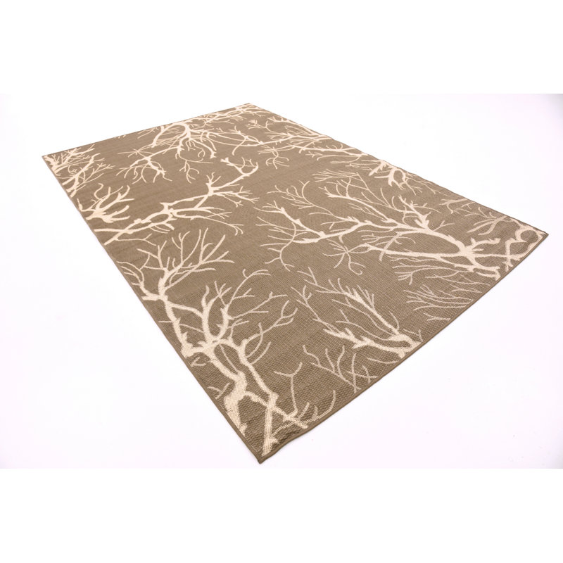 Tapis intérieur / extérieur brun Healdton, Rectangle 6 pi 1 po x 9 pi