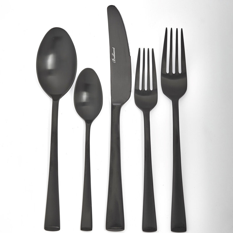 Ensemble de couverts en acier inoxydable Venice, service pour 4, Noir