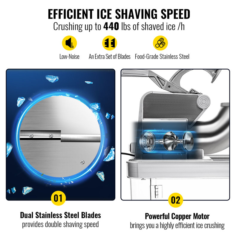 Commercial Stainless Steel Snow Cone Maker with Large Capacity