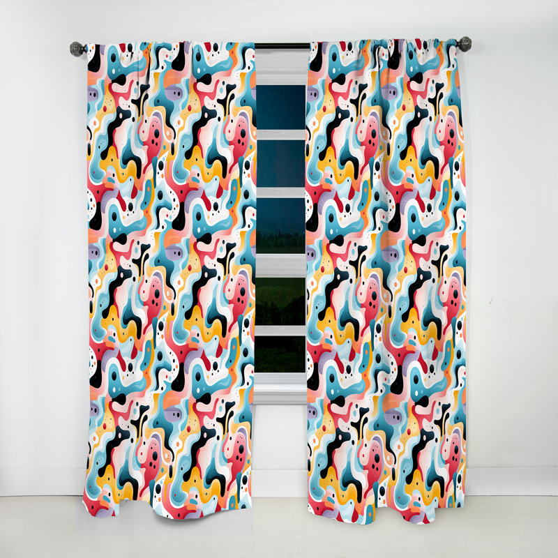 Rideau obscurcissant Mid-Century à motif géométrique pastel Mid-Century - 1 panneau, L 52 po x L 90 po