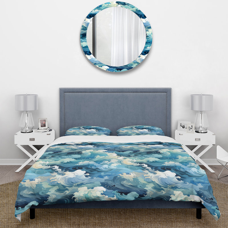 Oceanic Dreamscape Tropical Pattern VII Abstract Duvet Cover, King Duvet Cover + 2 King Shams