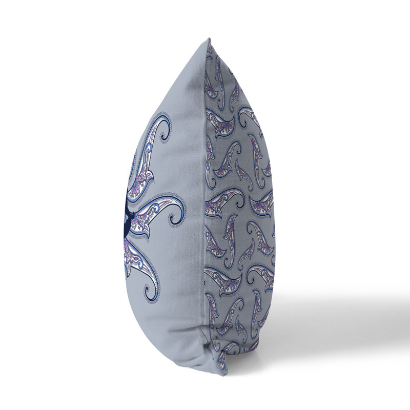 Coussin Mystic Silence Broadcloth, H 16 po x l 16 po, Bleu / platine