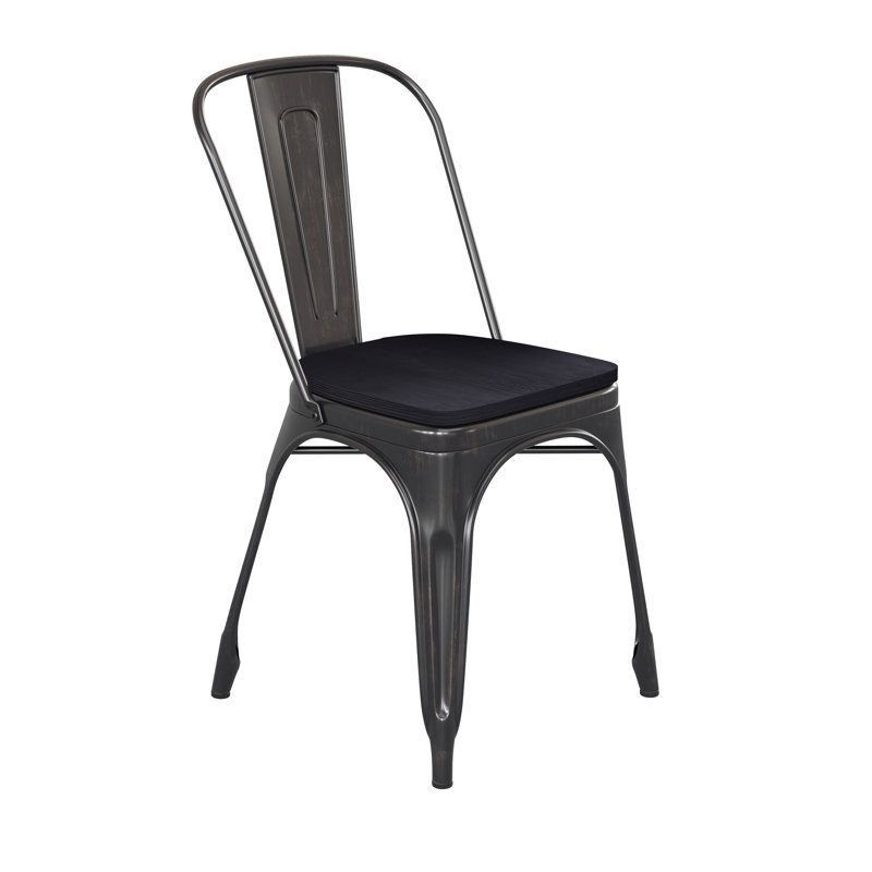 Calliah All-Weather Commercial Stack Chair & Poly Resin Seat, Black, Antique Black