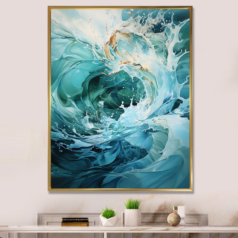Clari - abstrait spirales sur toile, Toile avec cadre flottant or, H 20 po x l 12 po x P 1 po