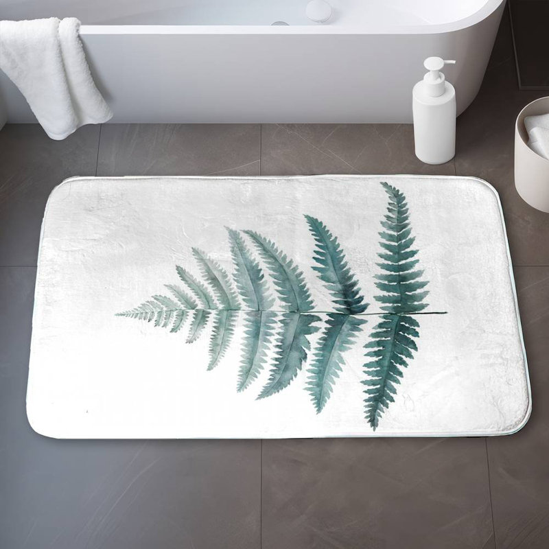 Fern Bath Mat with Non-Slip Backing - Quick Dry Memory Foam Bathroom Rug - Absorbent - Modern Plush Spa-Style - Machine Washable