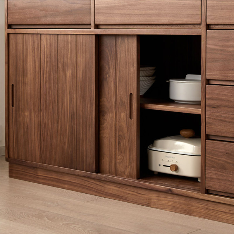 Buffet de rangement multifonctionnel en noyer noir, H 34,64 po x l 70,86 po x P 19,68 po