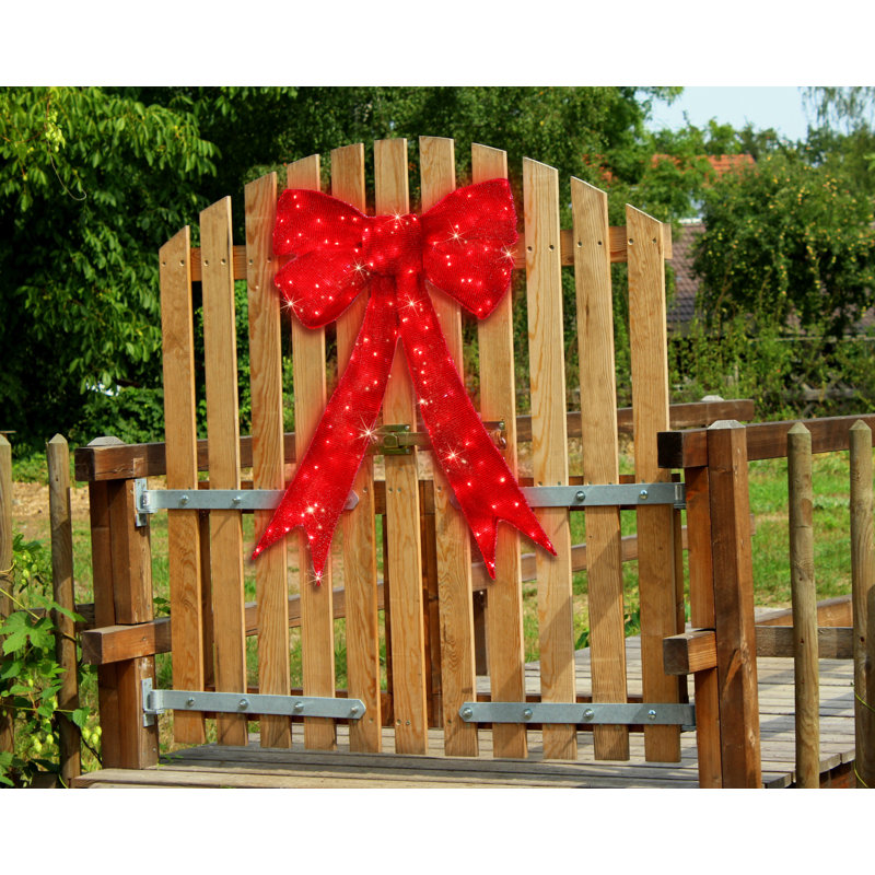 Lighted Red Bow Indoor/Outdoor Decor, 63" H x 41.3" W x 7.87" D