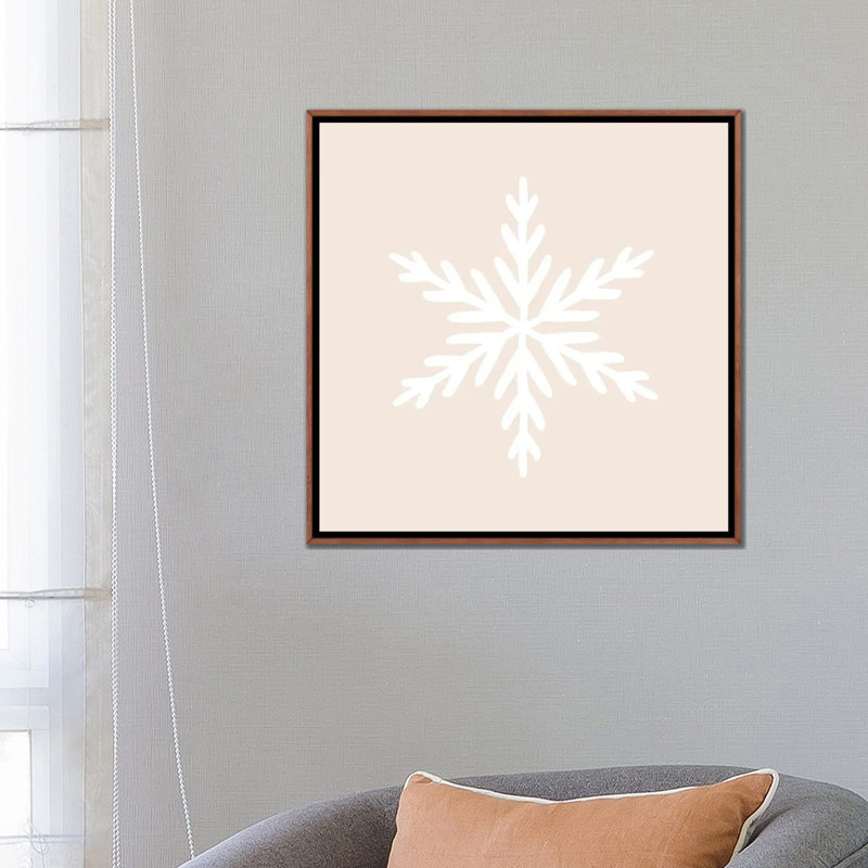 « Snowflake » par Orara studio-reproduction d’art, Toile avec cadre en bois brun classique, Pas de tapis