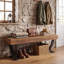Banc de 55 pouces pour vestibule, banc de bout industriel-341507176