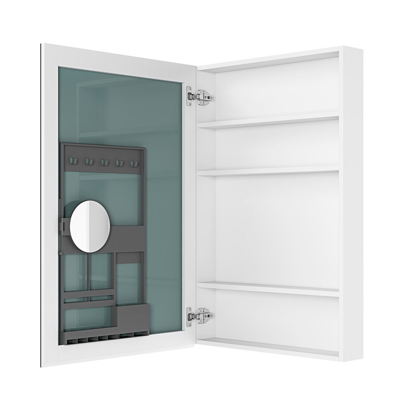 Armoire pour miroir de salle de bain 24 po x 36 po - Bords biseautés, porte à ouverture à gauche, grande capacité de rangement, miroir, charnières lisses, rangement en bois d'ingénierie blanc 24 po x 36 po