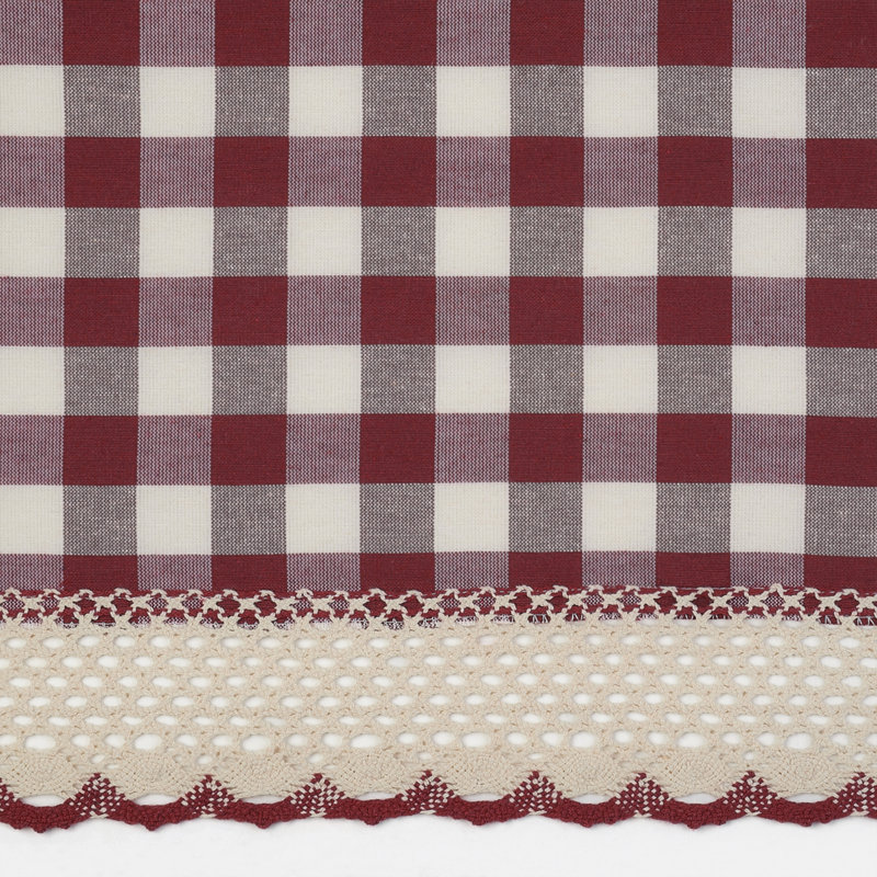 Andersonville Buffalo Plaid Gingham Checked Rod Pocket 2-Pack Gathered Window Swag Curtain, Burgundy
