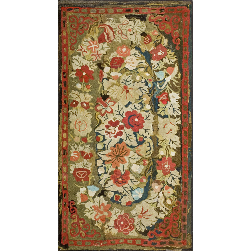 Tapis antique en laine American Hooked Antique