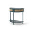 Console demi-lune antique avec porte coulissante en rotin vert, American Design