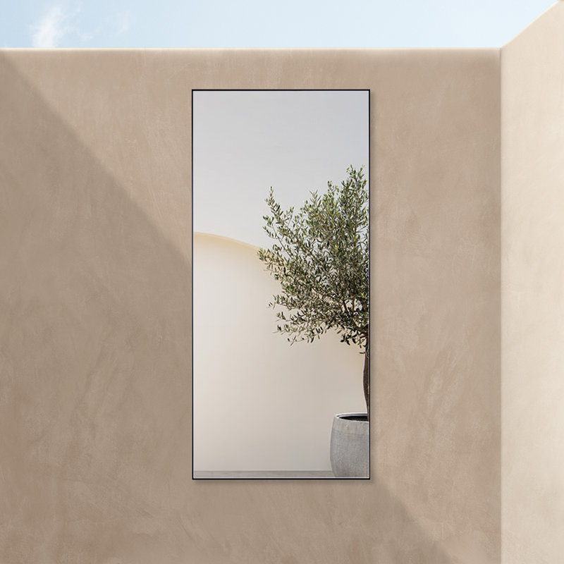 Hamall Metal Flat Wall Mirror, 175cm H x 80cm W, Black