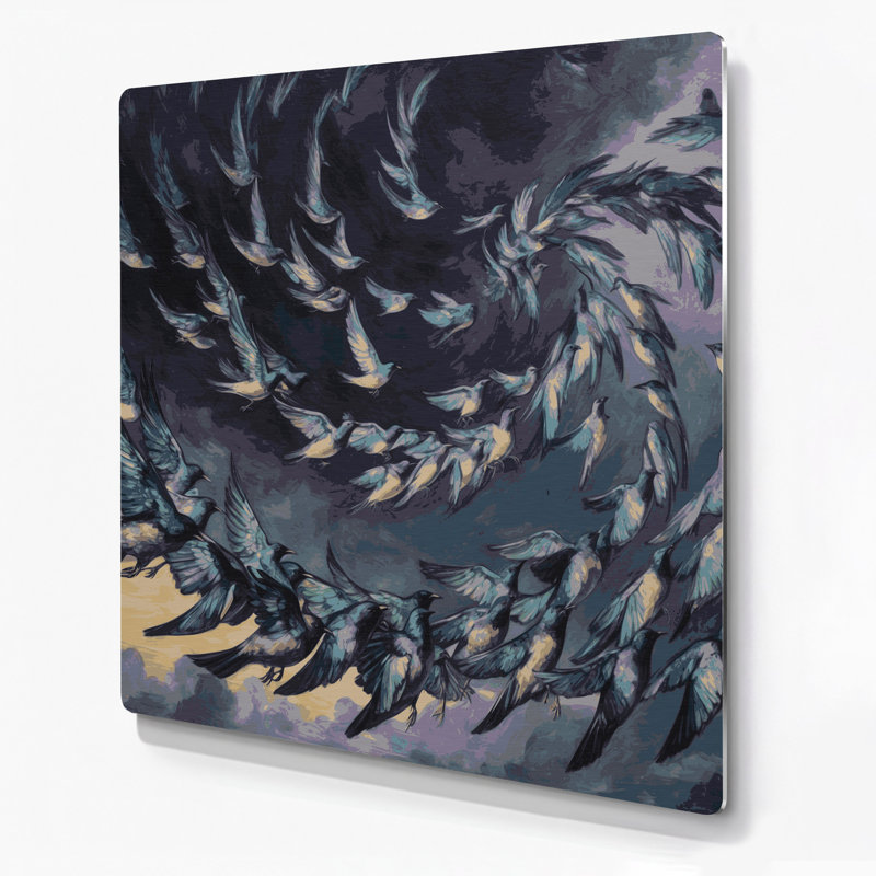 Oiseaux, art mural gris Starling, H 96 po x l 96 po x P 0,05 po