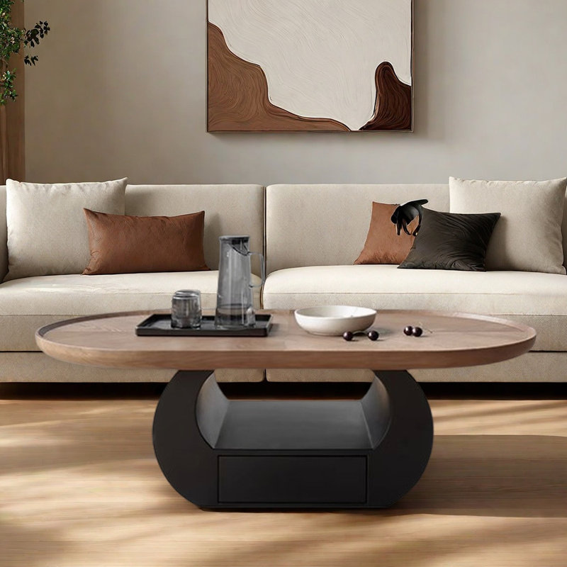 Table basse contrastante de couleur niche, H 15,74 po x l 51,18 po x P 27,55 po
