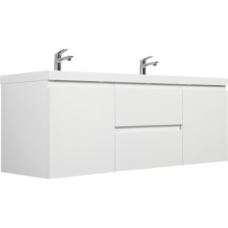 Agna 59.06'' Double Bathroom Vanity with Manufactured Wood Top