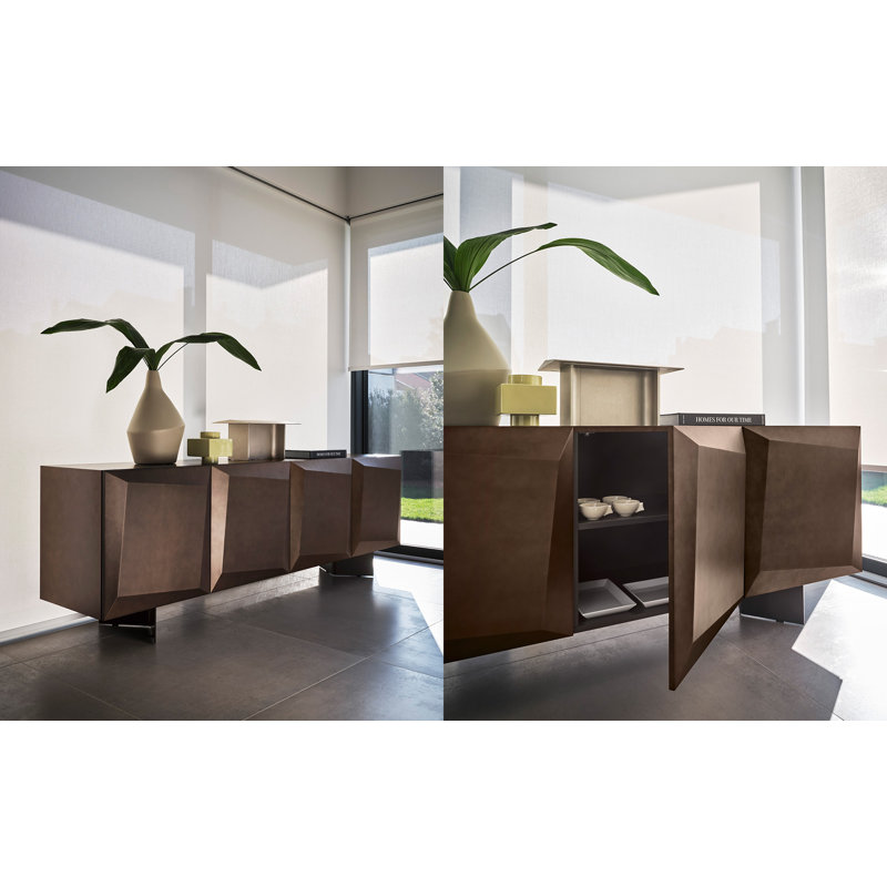 Alterego Sideboards Buffets, 31.13"H x 95"W x 19.75"D, Matt Bronze Brushed/Smoke