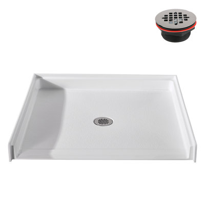 Streamline GB-642-572 42.3 in. x 38.3 in. ADA Compliant Alcove Acrylic Shower Base in Glossy White With Center Drain, Drain Included