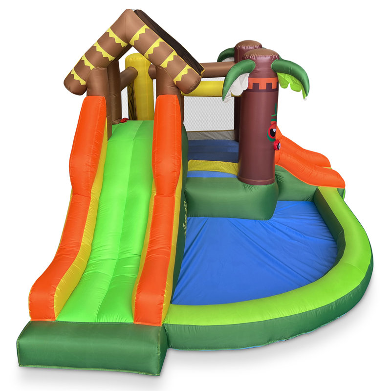 Jungle Theme Inflatable Bounce House with Dual Slides and Ball Pit