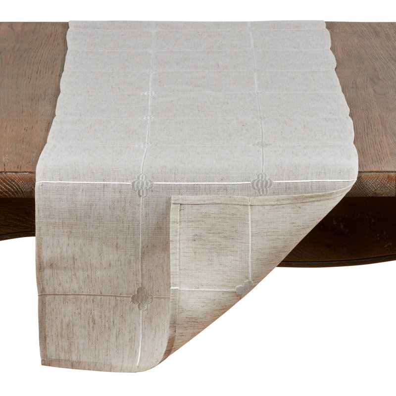 Blend Embroidered Check Table Runner, 16" D x 72" L