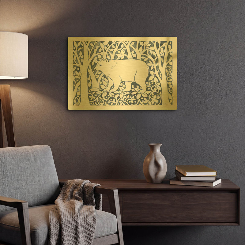 «Forest Life VII» par Miranda Thomas, art mural en métal doré, 24 po x 16 po, 24 po x 16 po