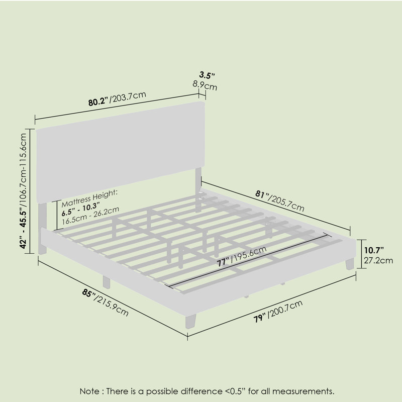 Magin Upholstered Platform Bed, King, Gray