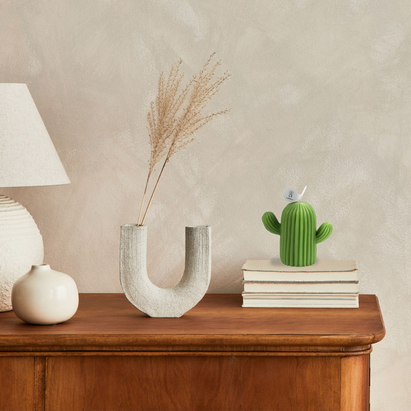 HOME Cactus Shaped Scented Candle, Olive
