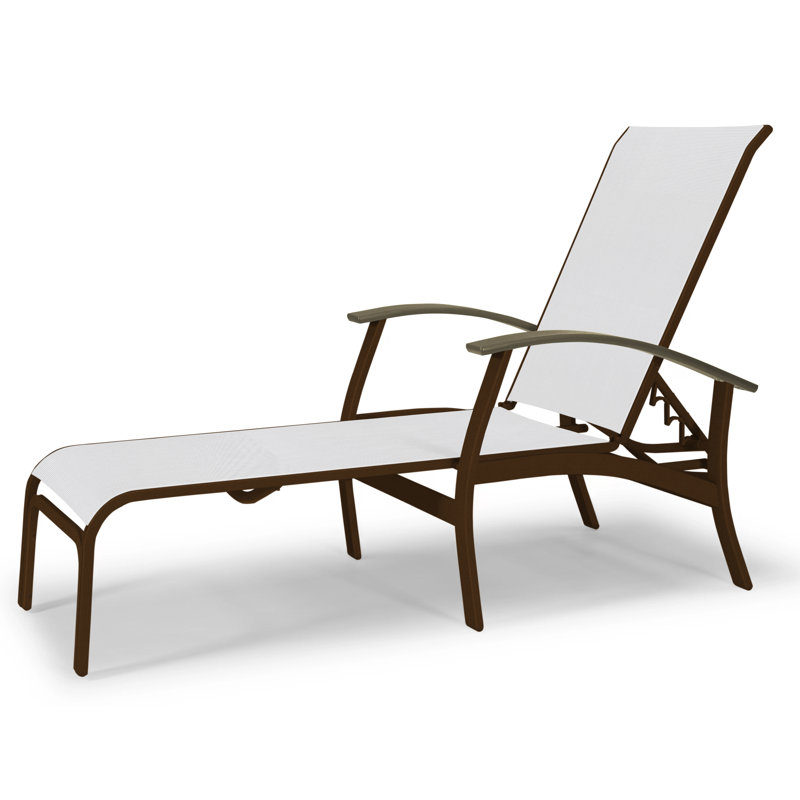Belle Isle Outdoor Chaise Lounge, White 6D Sunbrella®, Beachwood P40, Textured Kona