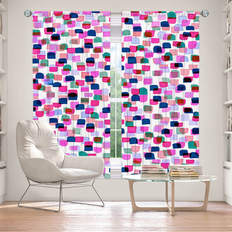 Rideau en polyester, L 40 po x L 61 po, Fuchsia / rose / bleu