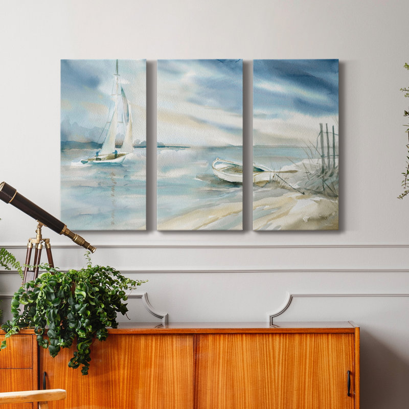 Voile subtile - peinture sur toile tendue 3 pièces, H 60 po x l 120 po x P 1 po