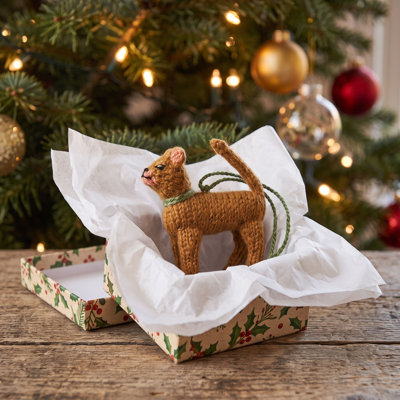 Abyssinian Cat Hand Knit Christmas Ornament
