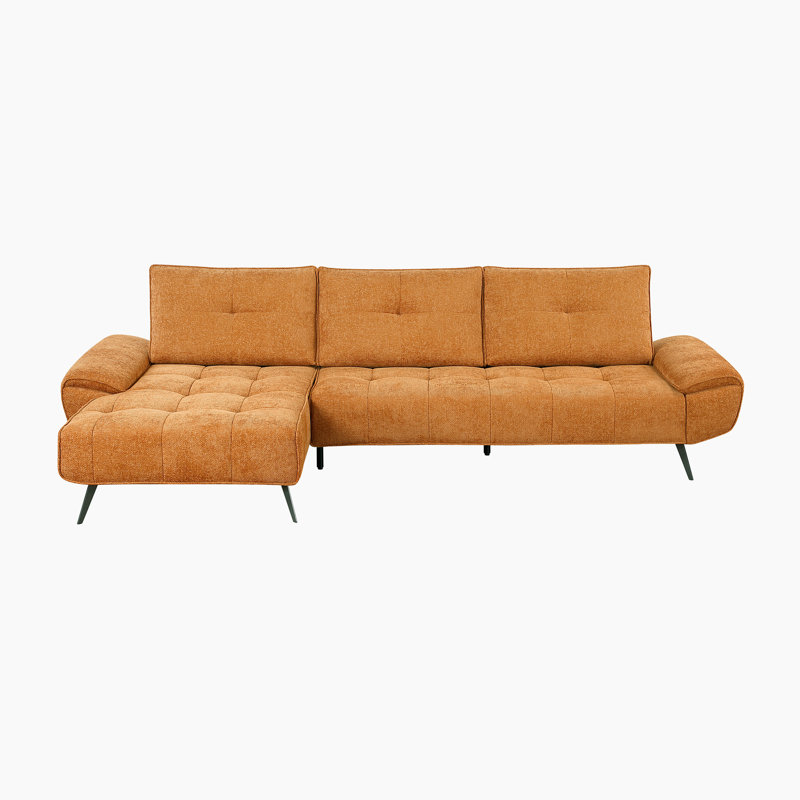  Canapé modulaire en chenille 2 pièces Kenner, Chenille orange, Orienté à gauche (vu de face)